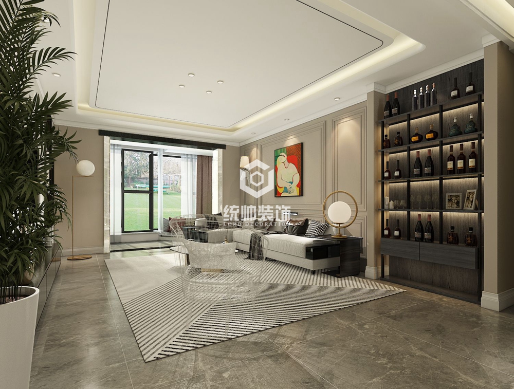 杨浦区翡丽云邸206平方美式风格平层客厅装修效果图