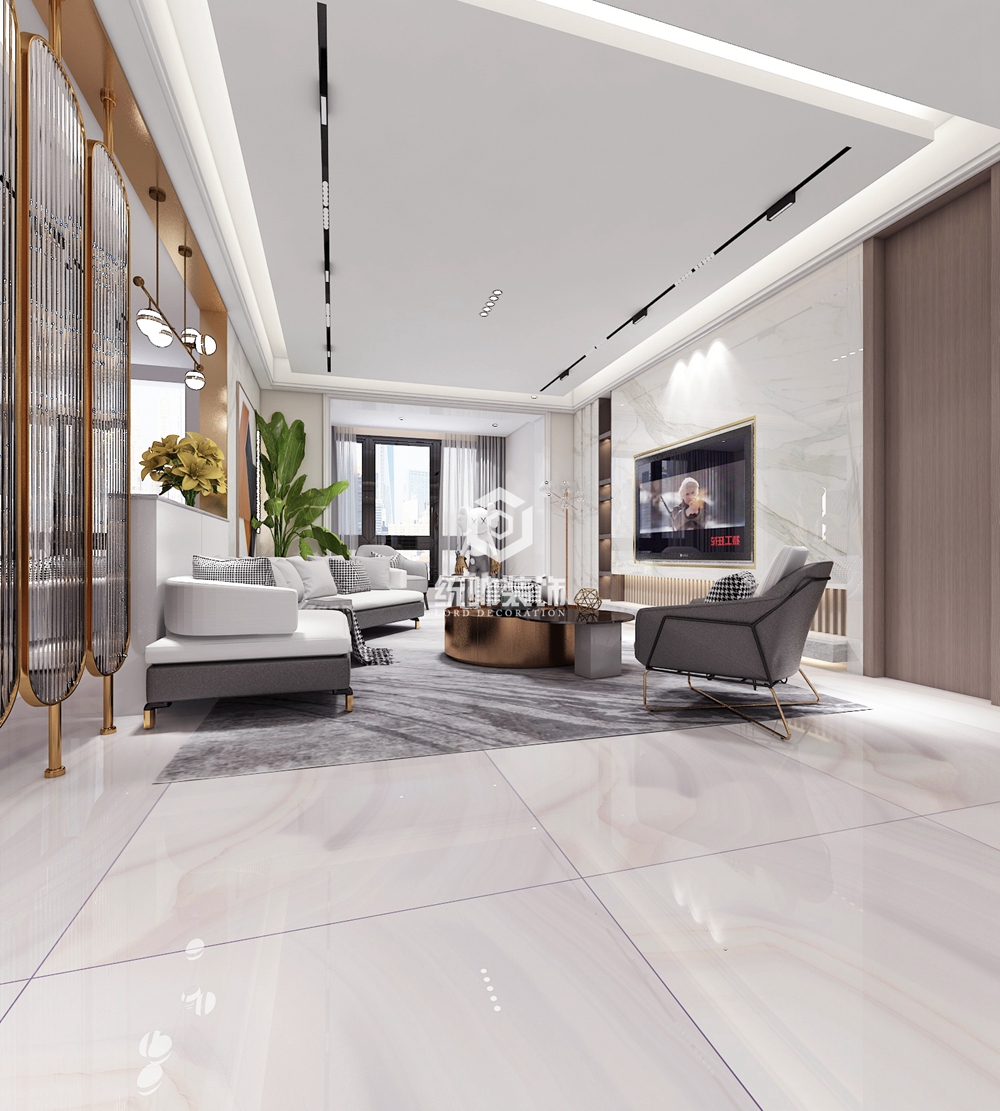 浦东新区星河湾175平方轻奢风格平层客厅装修效果图