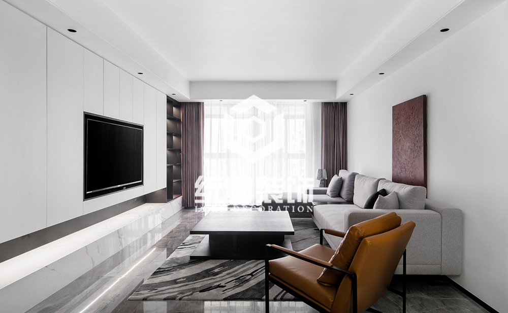 闵行区鑫都城140平方现代简约风格3室2厅客厅装修效果图