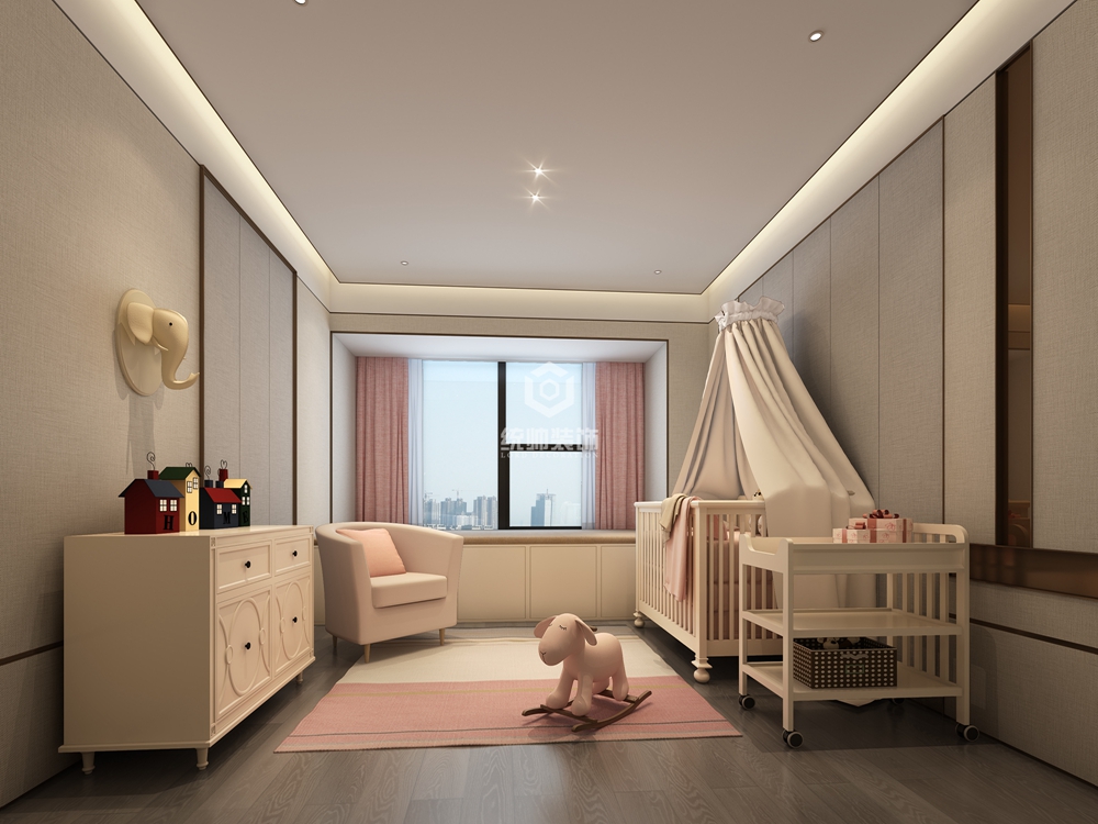 浦東新區天鵝苑300平新中式兒童房裝修效果圖
