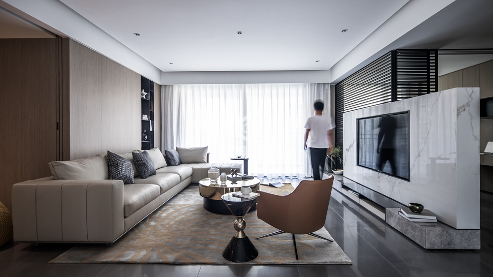 浦东新区小上海新城140平方现代简约风格四房两厅客厅装修效果图
