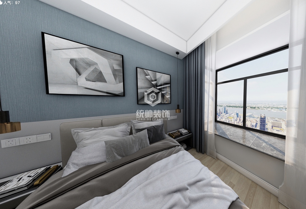 浦东新区香榭国际89平方现代简约风格三房二厅卧室装修效果图