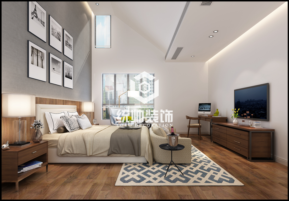 宝山区保利叶上海256平方现代简约风格别墅卧室装修效果图