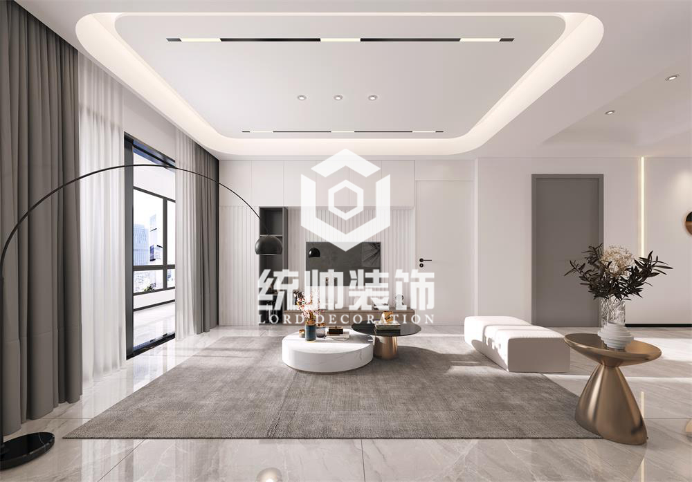 寶山區明天華城130平現代簡約客廳裝修效果圖