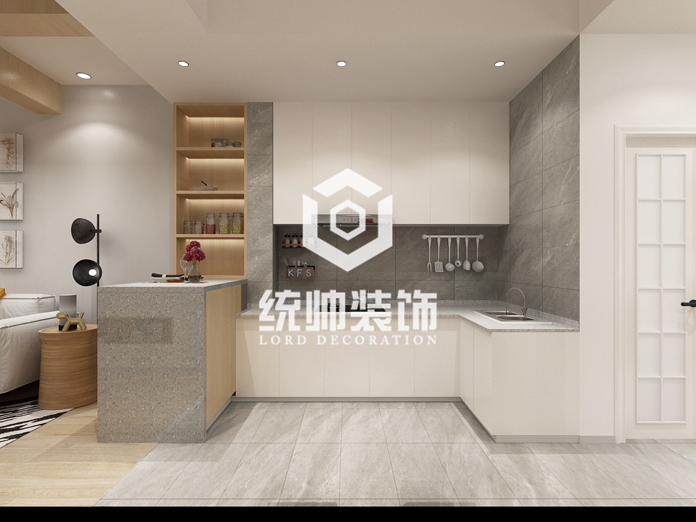 浦东新区宏兆锦庭98平方现代简约风格复式厨房装修效果图