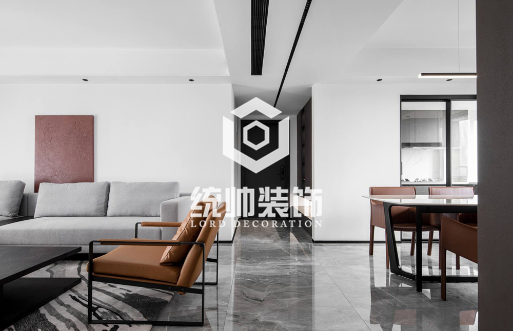 閔行區綠地東上海130平現代簡約客廳裝修效果圖