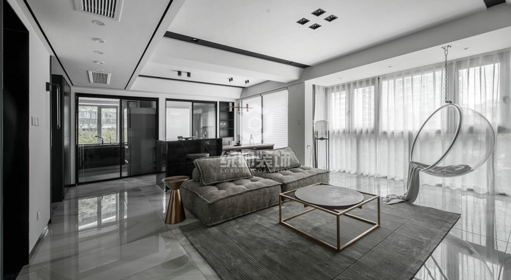 浦东新区银河湾105平方现代简约风格四房两厅客厅装修效果图