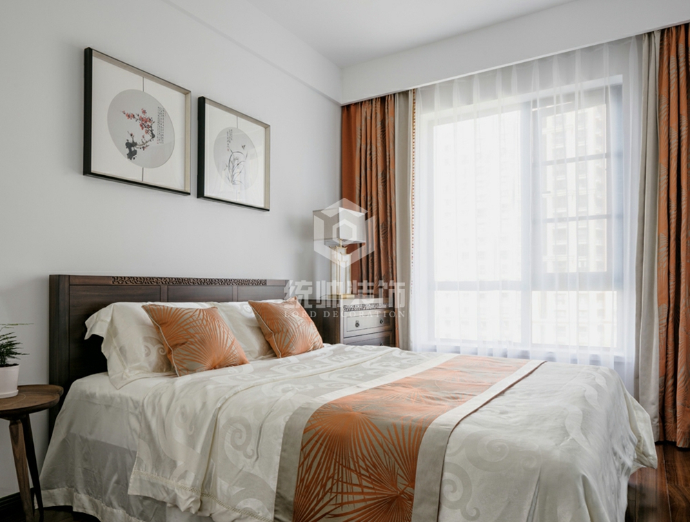 浦东新区金榜世家125平方新中式风格三房两厅卧室装修效果图