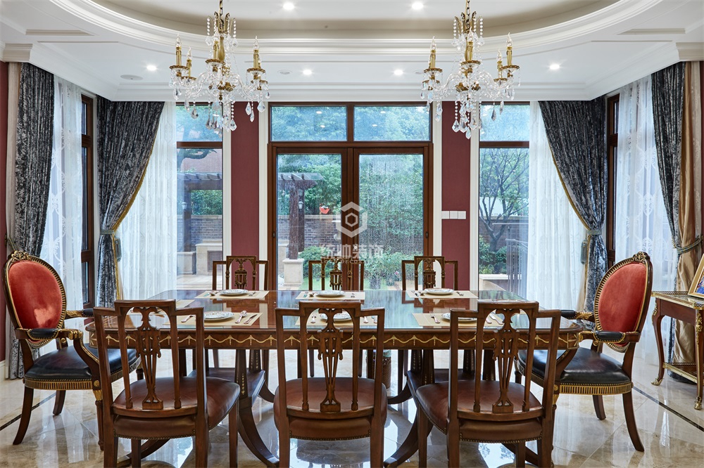 浦东新区和家园别墅400平方法式风格别墅餐厅装修效果图