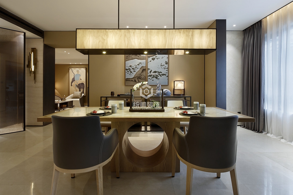 浦东新区保集澜湾189平方新中式风格公寓餐厅装修效果图