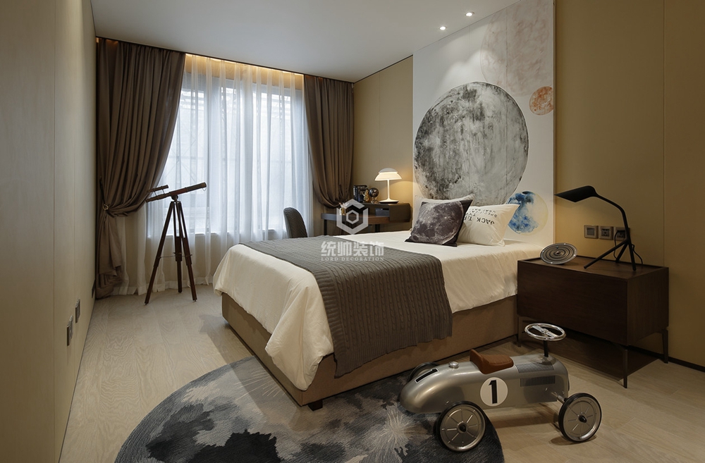 浦东新区保集澜湾189平方新中式风格公寓卧室装修效果图