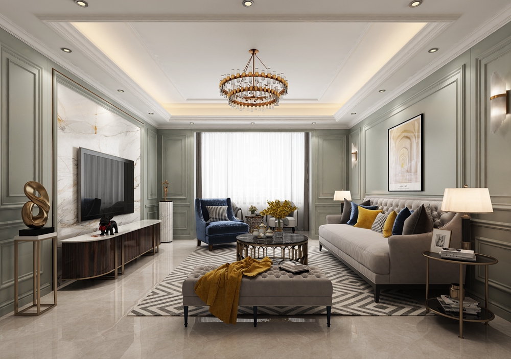 浦东新区博威·黄金海岸154平方欧式风格公寓客厅装修效果图
