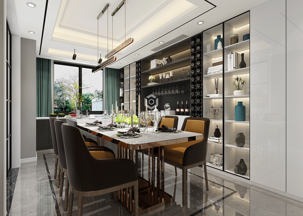 浦東新區未來御城140平現代簡約餐廳裝修效果圖