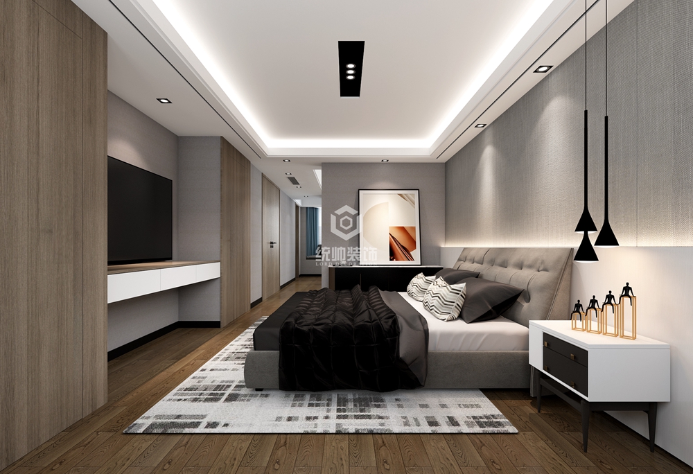 松江区英国会300平方现代简约风格3房2厅2卫卧室装修效果图