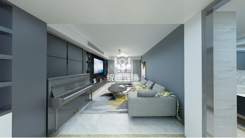 浦东新区盛世南苑114平方现代简约风格公寓客厅装修效果图
