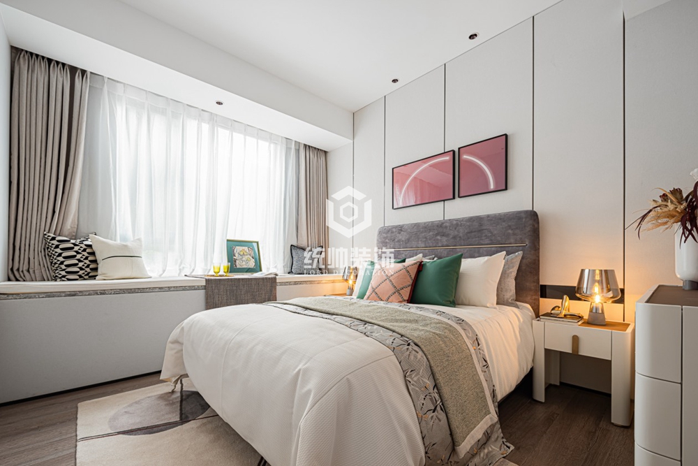 浦东新区绿地天呈160平方现代简约风格大平层卧室装修效果图
