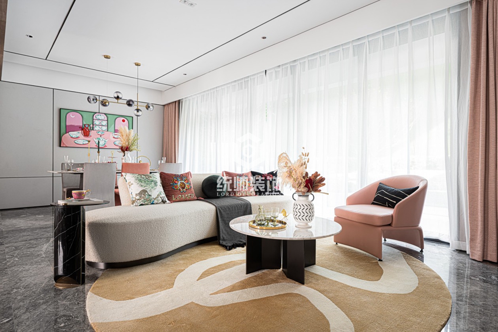 浦东新区绿地天呈160平方现代简约风格大平层客厅装修效果图