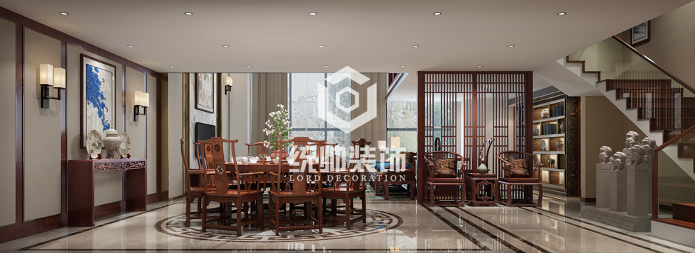 宝山区淞宝路260平方中式风格复式餐厅装修效果图