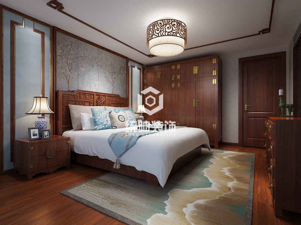 宝山区淞宝路260平方中式风格复式卧室装修效果图