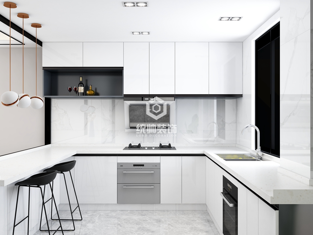 浦东新区中原小区80平方现代简约风格平层厨房装修效果图