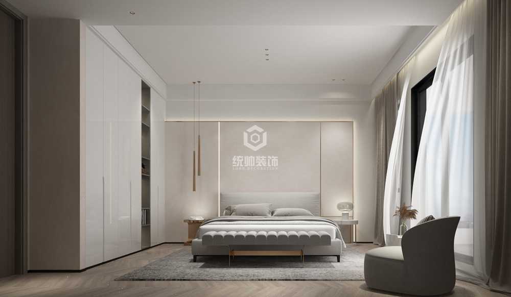 宝山区上置名人天地500平方现代简约风格上三层下一层卧室装修效果图