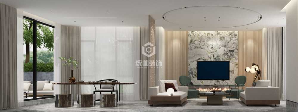寶山區上置名人天地500平現代簡約客廳裝修效果圖