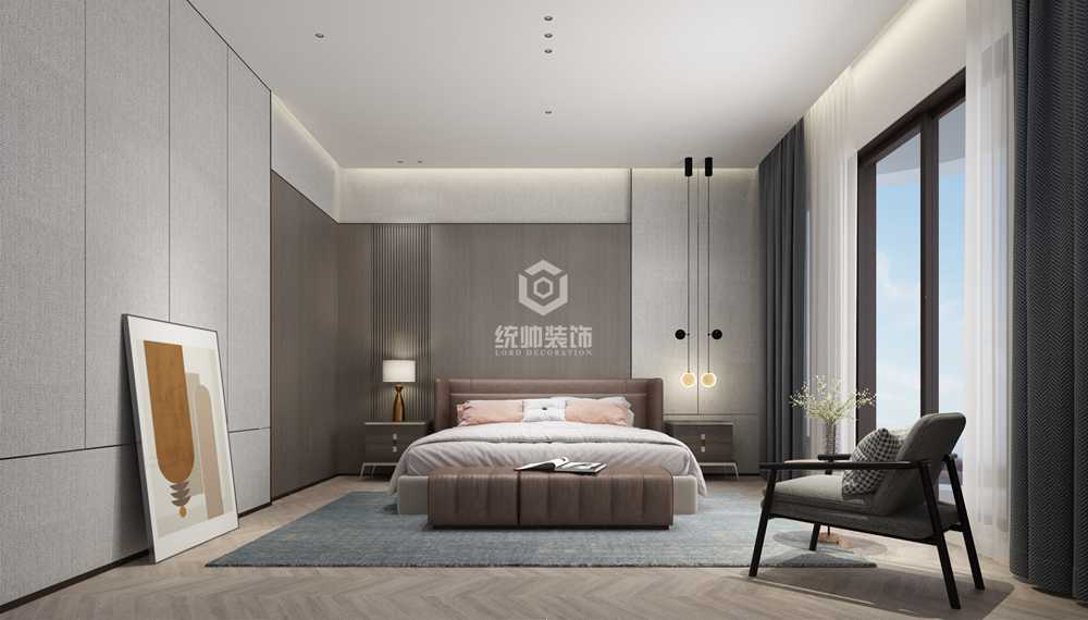 宝山区上置名人天地500平现代简约卧室装修效果图