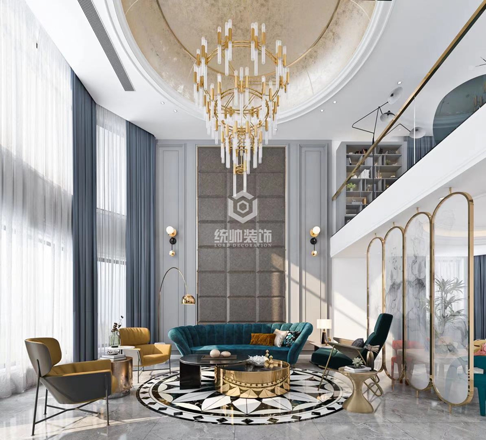 浦东新区金领国际185平方法式风格别墅客厅装修效果图