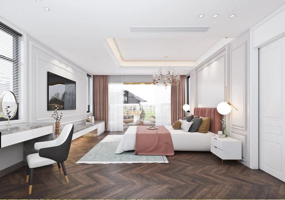 浦东新区金领国际185平方法式风格别墅卧室装修效果图