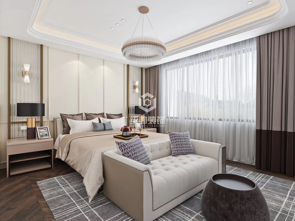 浦东新区金领国际185平方法式风格别墅卧室装修效果图