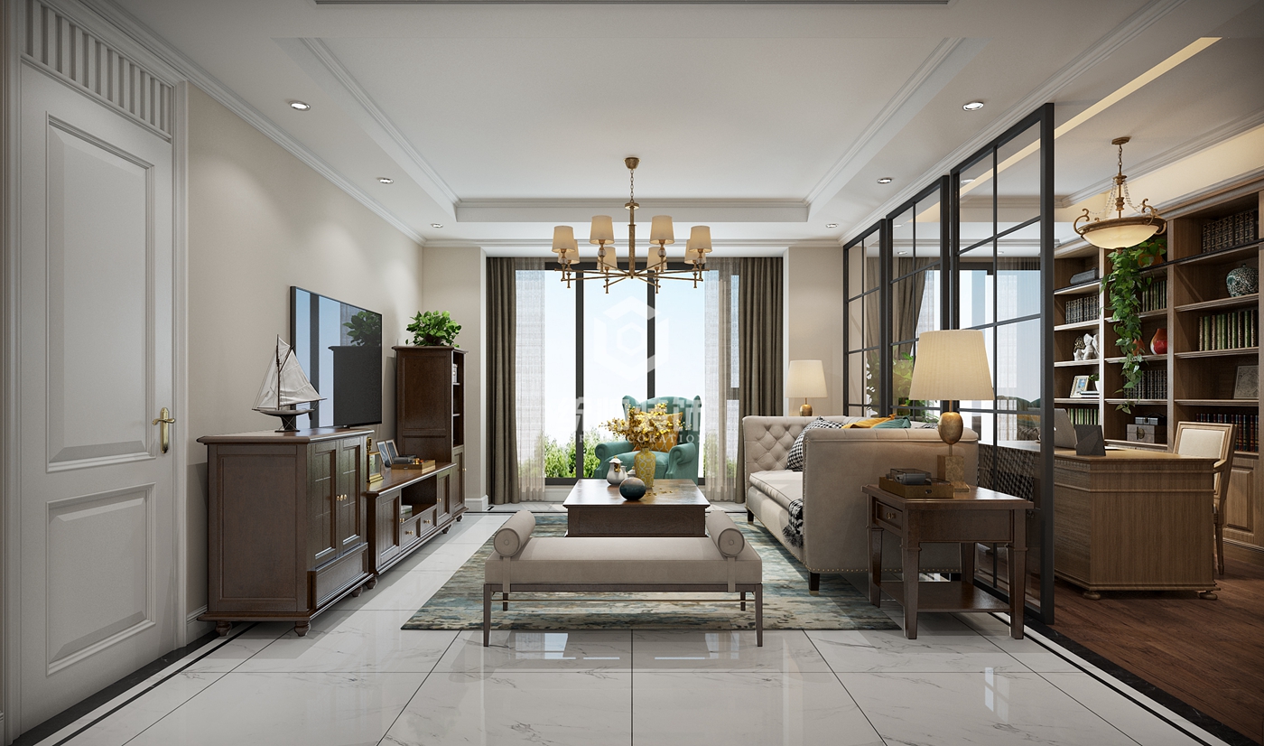 浦东新区涵合园120平方简美风格三房二厅客厅装修效果图