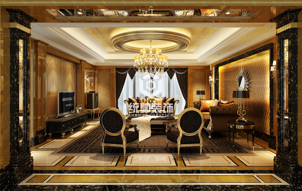 浦东新区翡翠湾300平方欧式风格大平层客厅装修效果图