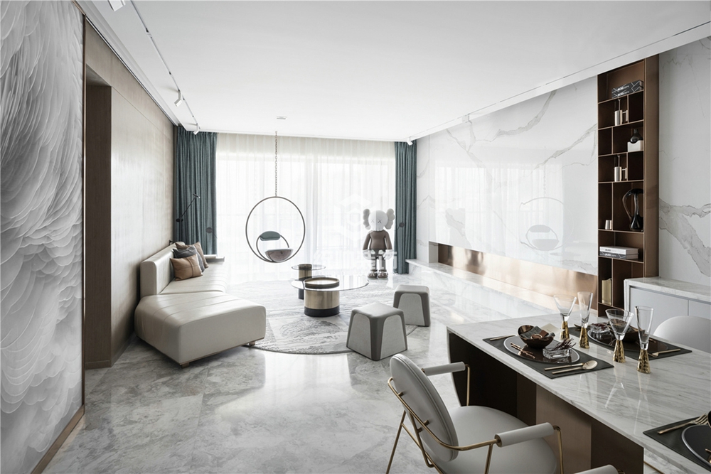 浦东新区东淮海公寓140平方现代简约风格公寓客厅装修效果图