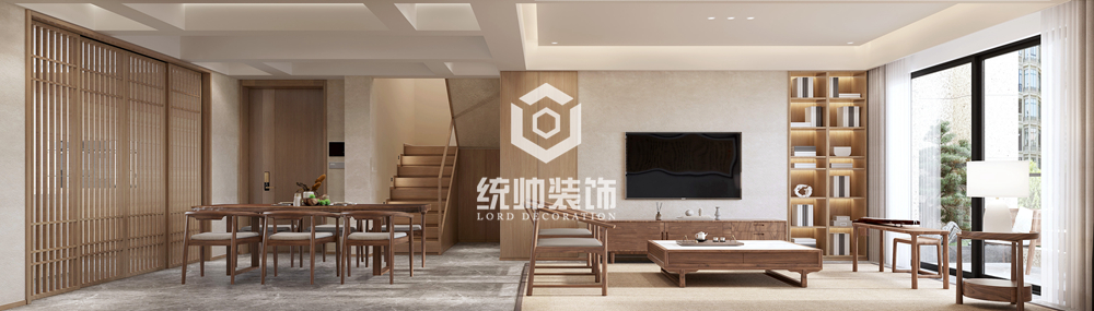 浦东新区鹿岛甲第180平方新中式风格别墅客厅装修效果图