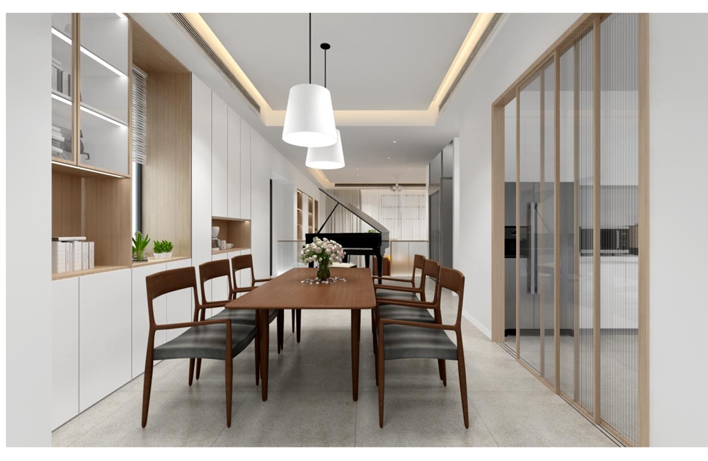 浦东新区汤臣豪庭268平方现代简约风格两室一厅餐厅装修效果图