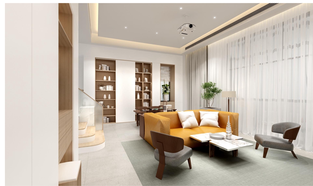 浦東新區湯臣豪庭268平現代簡約客廳裝修效果圖
