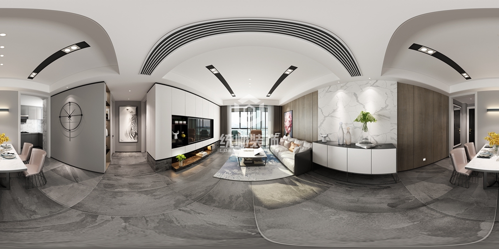 浦东新区中建状元府90平方现代简约风格两房两厅一卫客厅装修效果图