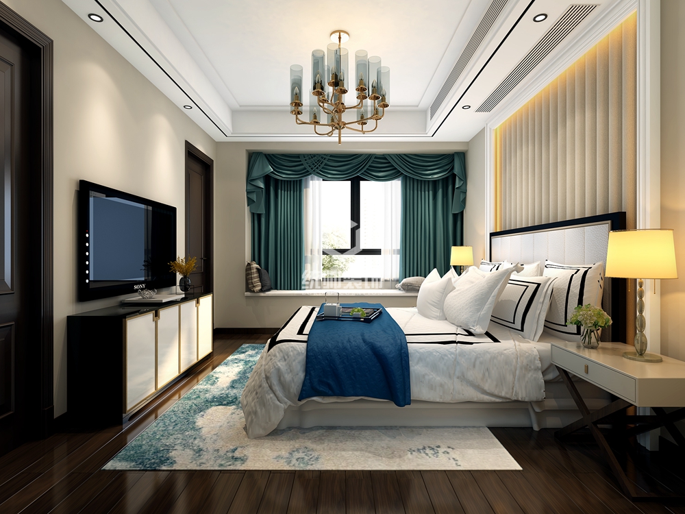 浦东新区金地都会286平方现代简约风格别墅卧室装修效果图
