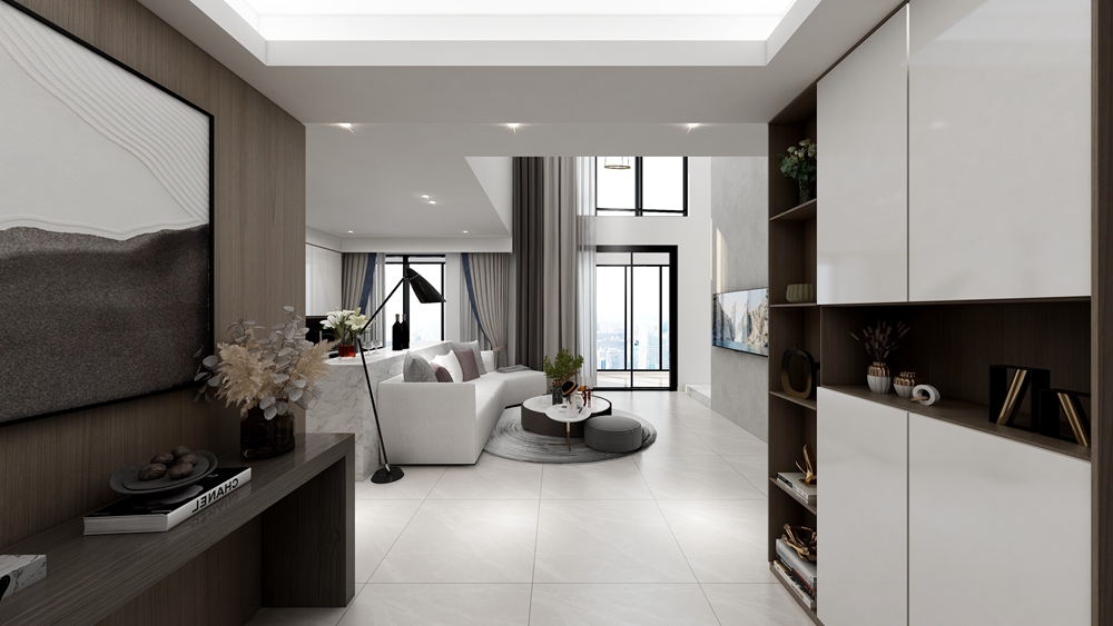 浦東新區春之聲公寓180平現代簡約客廳裝修效果圖