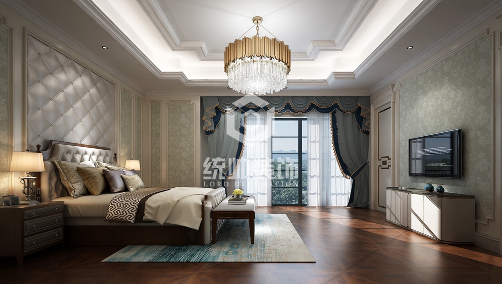 金山区新天鸿高尔夫别墅300平轻奢卧室装修效果图
