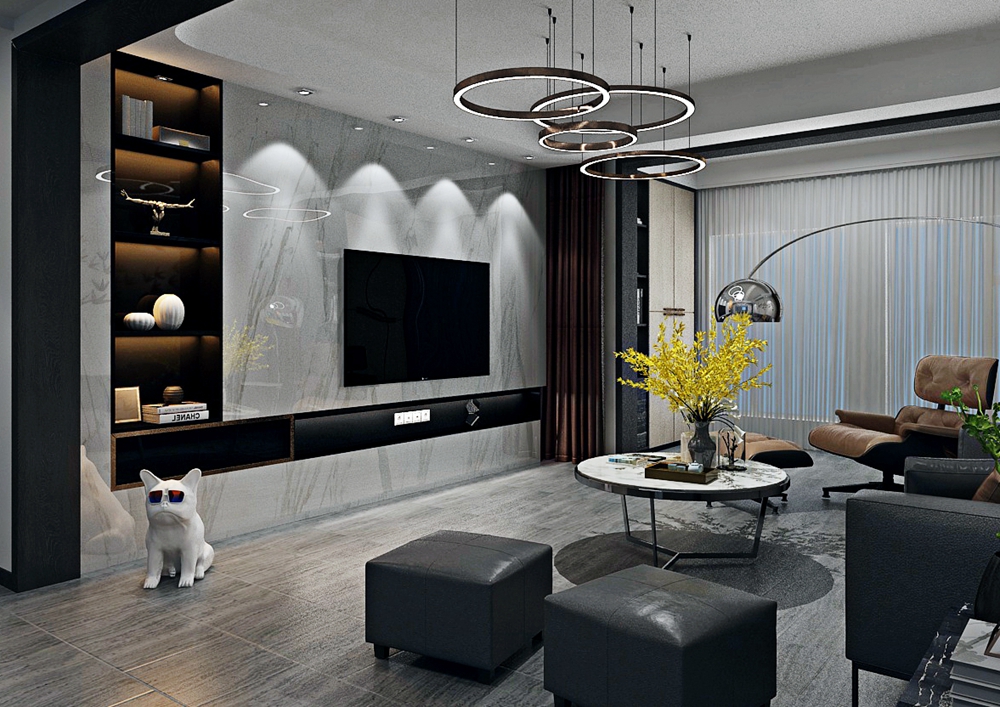 杨浦区保利香槟170平现代简约客厅装修效果图