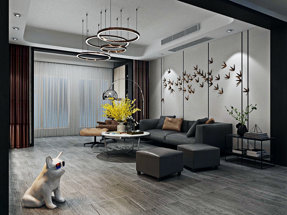 楊浦區保利香檳170平現代簡約客廳裝修效果圖