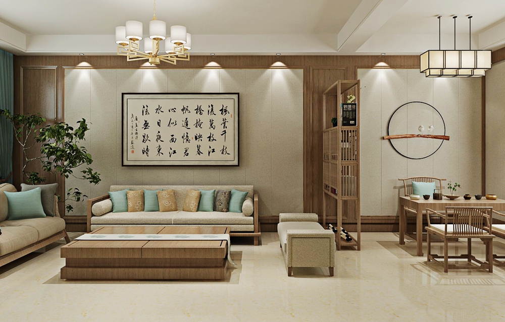 浦东新区江苏泰州宣堡镇200平中式客厅装修效果图