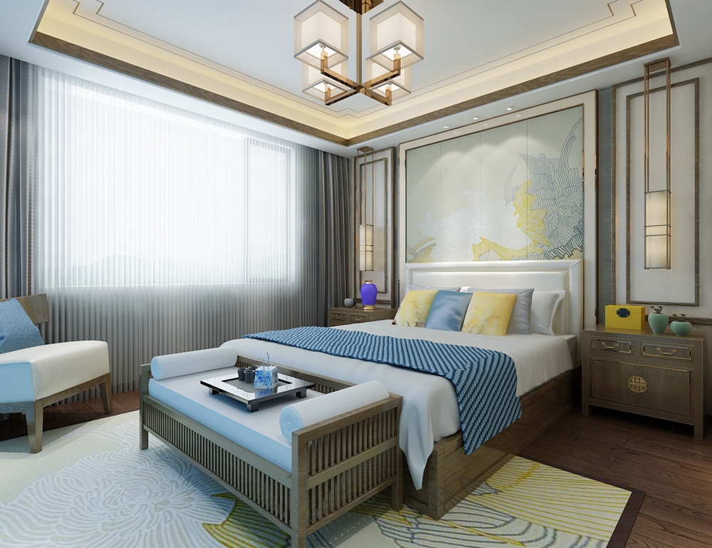 浦东新区江苏泰州宣堡镇200平中式卧室装修效果图