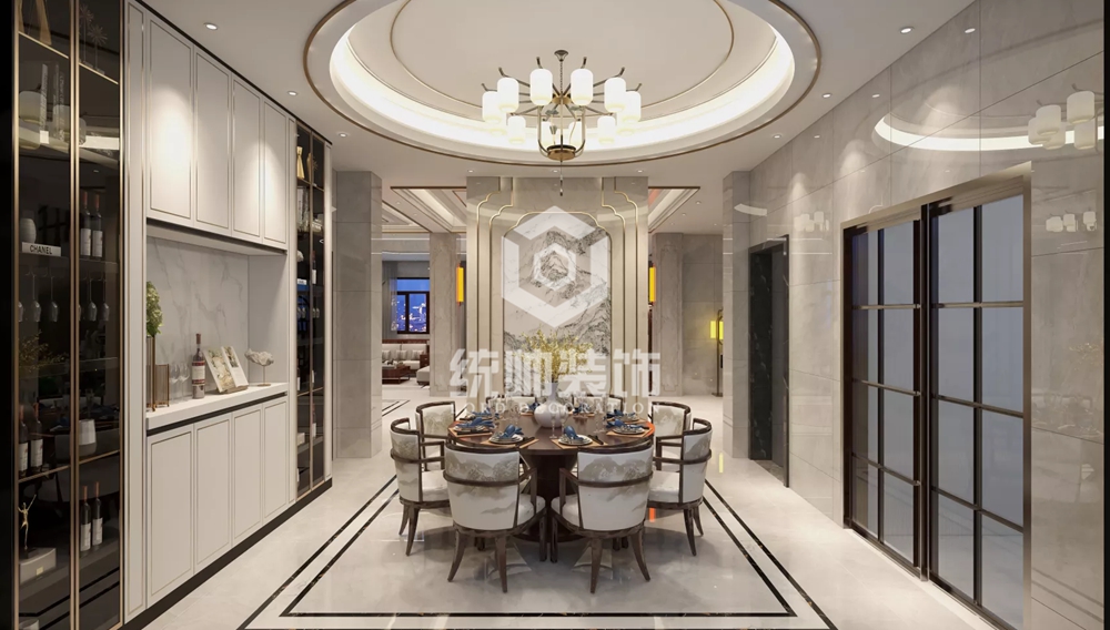 浦东新区四世同堂260平方新中式风格别墅餐厅装修效果图