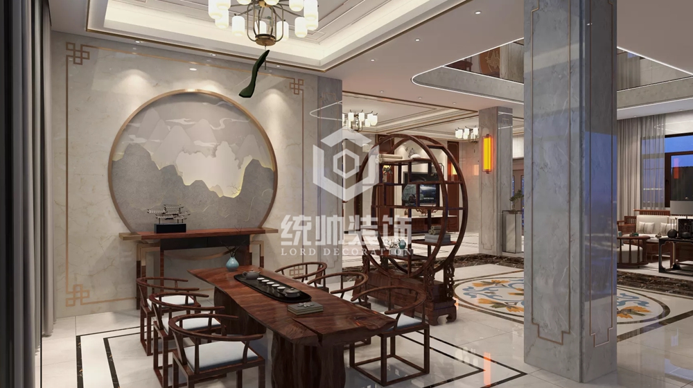 浦东新区四世同堂260平方新中式风格别墅餐厅装修效果图