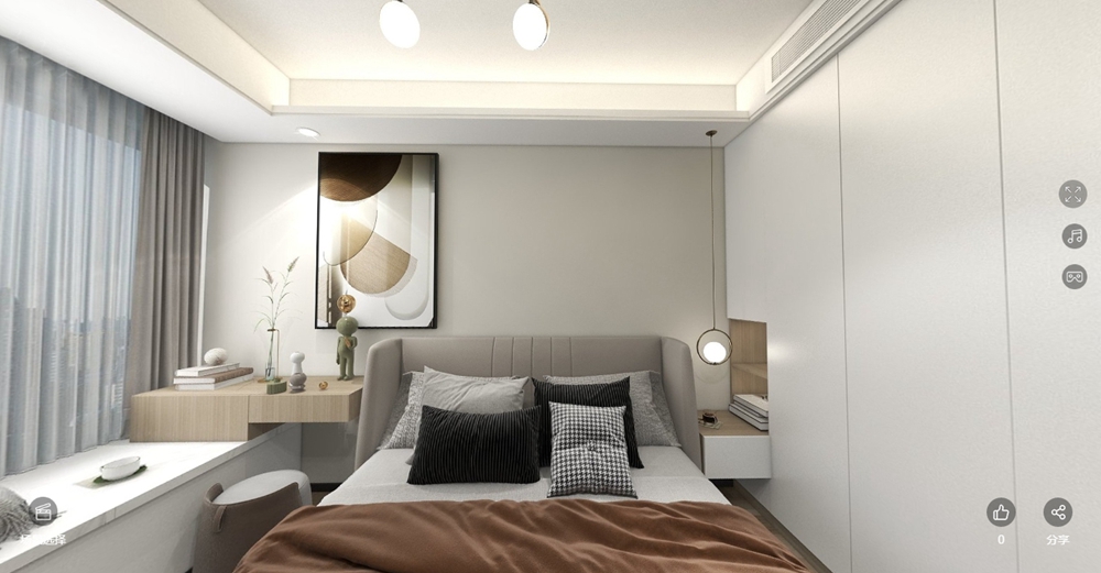 浦东新区盛世年华110平方现代简约风格三室两厅卧室装修效果图