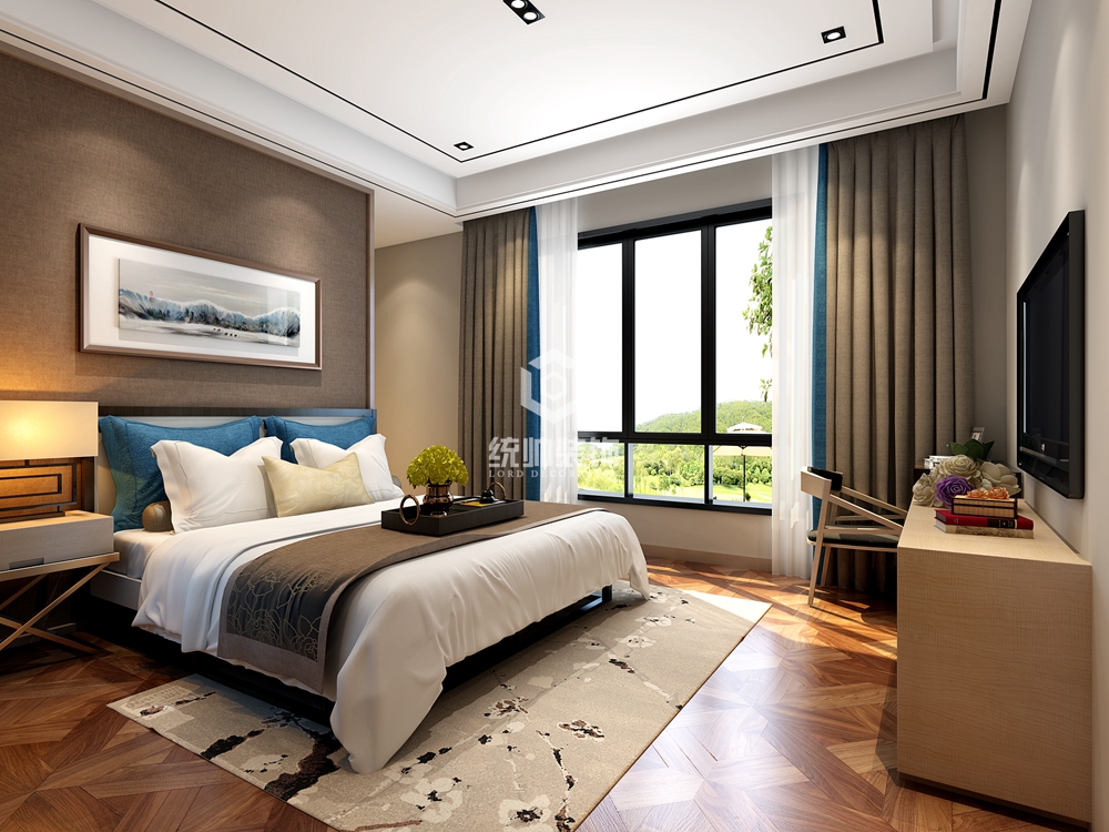 浦东新区颐湾丽庭 420平中式卧室装修效果图