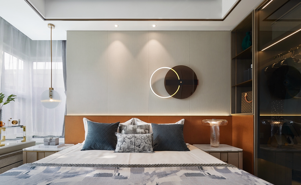 闵行区凤凰城140平方现代简约风格四房设计卧室装修效果图