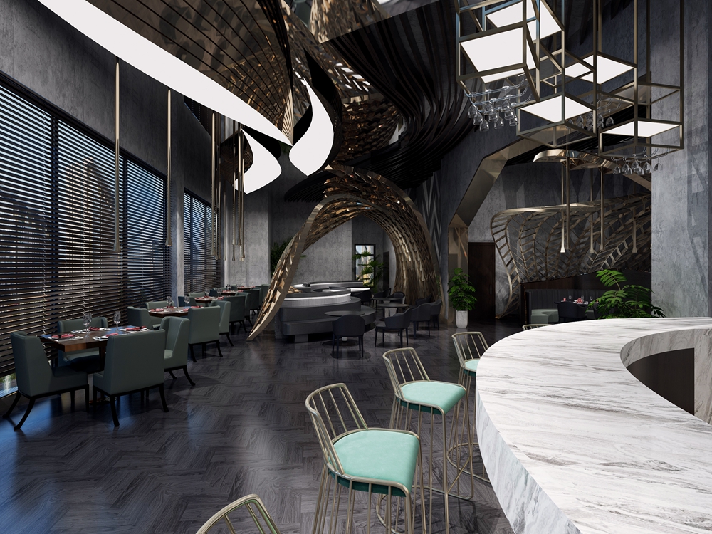 浦东新区轻食餐厅500平现代简约客厅装修效果图